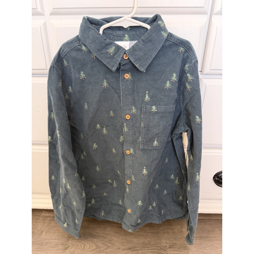 Boys Little Co. by Lauren Conrad Corduroy ButtonDown Shirt Christmas Trees Sz 12